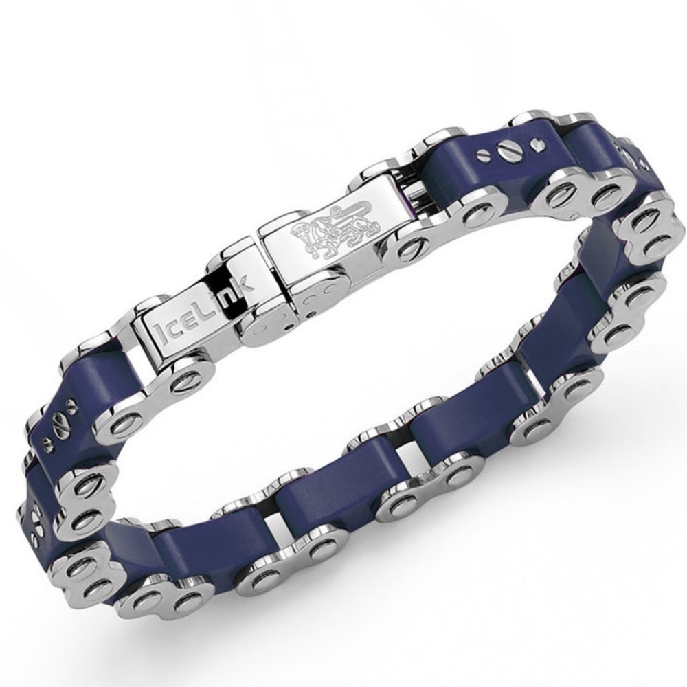Icelink Blue Silver 11 link Bicycle Bracelet